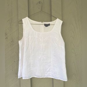 Ann Taylor Blouse Embroidered 100% Linen Size Womens 6